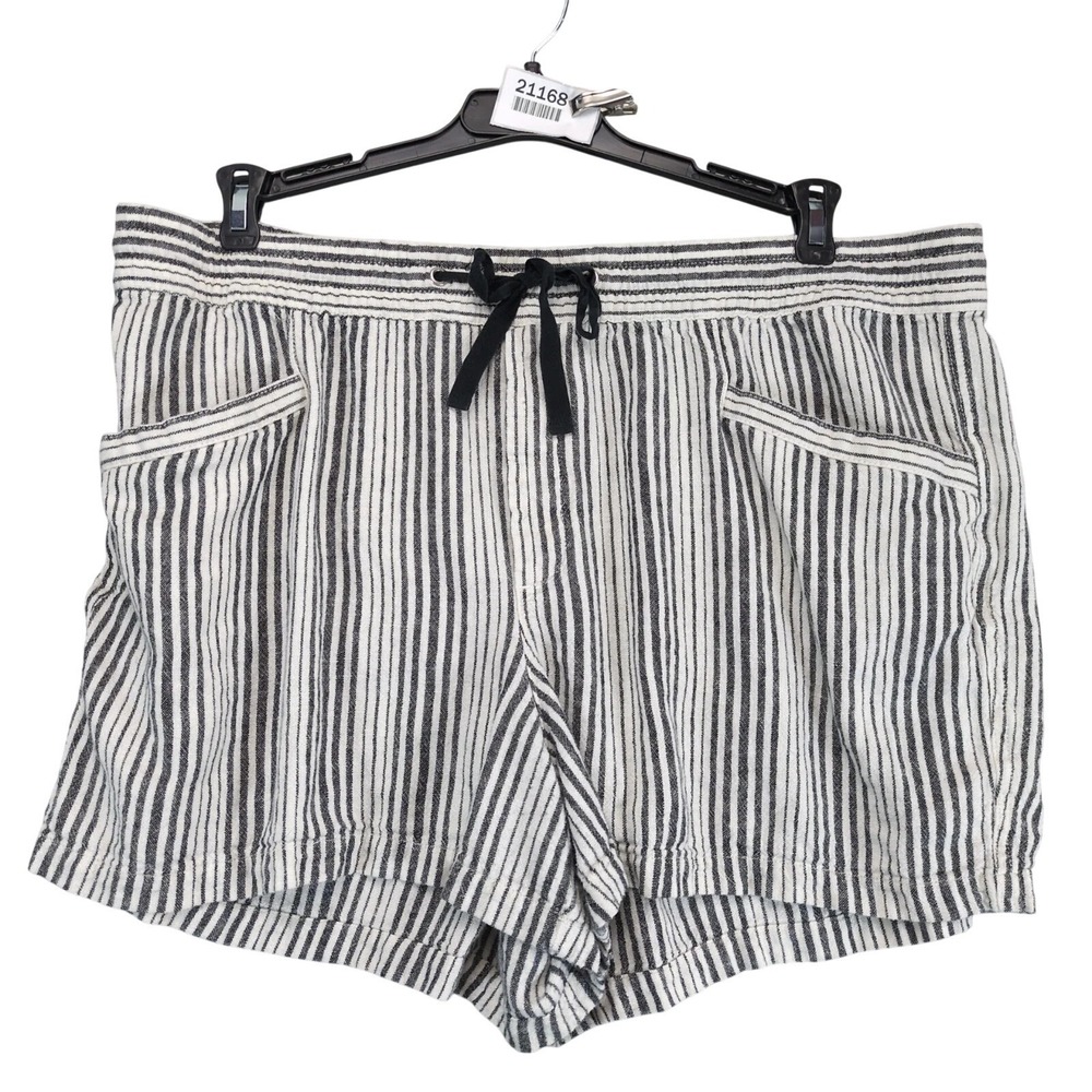 Gap Striped Linen Blend Pull-On Shorts Women's XL Elastic Drawstring Pockets